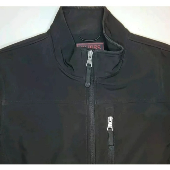 Guess Soft Shell Nylon Jacket Women's Size Small Black Windbreaker Full Zip Mock - Picture 13 of 13